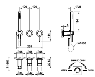 Встраиваемый смеситель для душа Gessi 316 54039.239 брашированная сталь